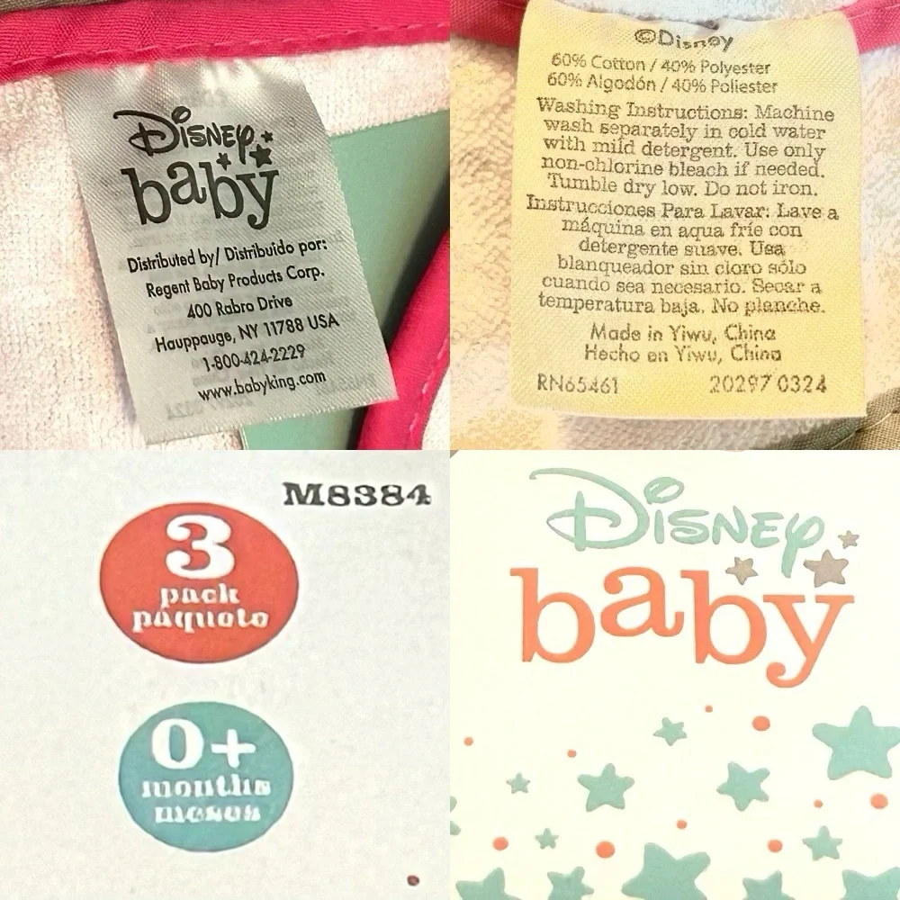 Disney Baby Minnie Mouse 3 PK Bib Set and 2 Sippie 10oz. Cups. NWT
